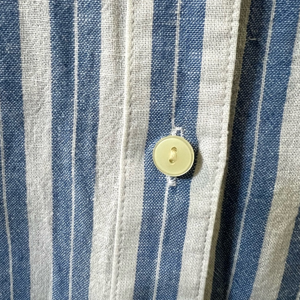 CASLON Linen blend Blue White Long sleeve Stripe Preppy Nautical Casual Tops S - Picture 6 of 6